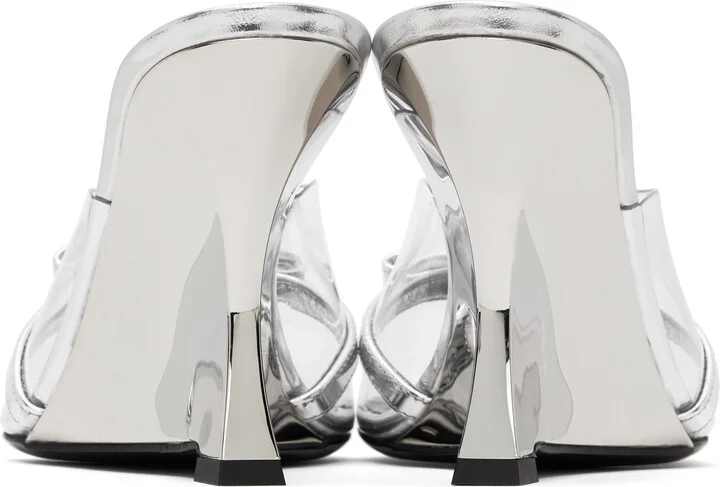 Versace Silver Gianni Ribbon Wedge 95mm Mules - Image 2