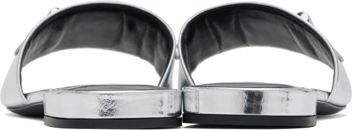 Versace Silver Medusa Buckle Metallic Mules - Image 2