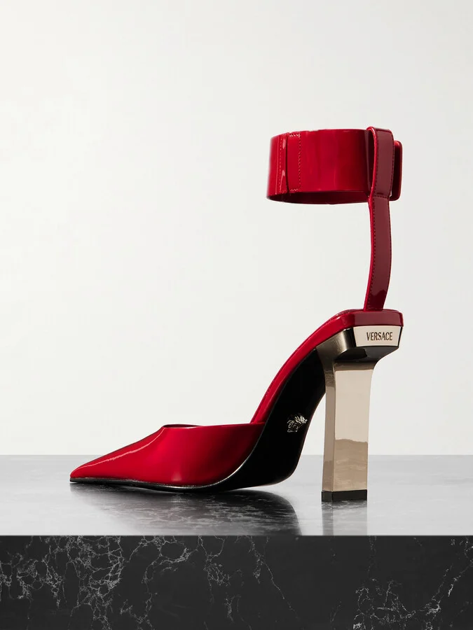 Versace - Slice Patent-leather Pumps - Red - Image 3