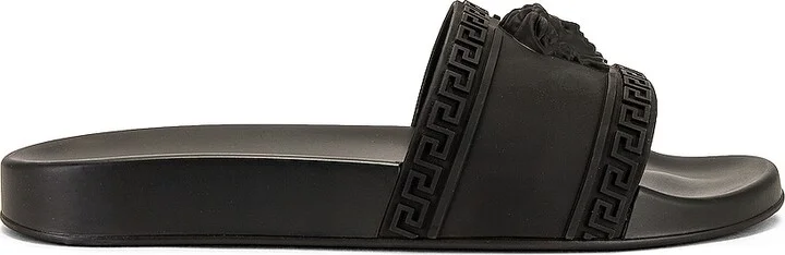VERSACE Slide Sandals in Black