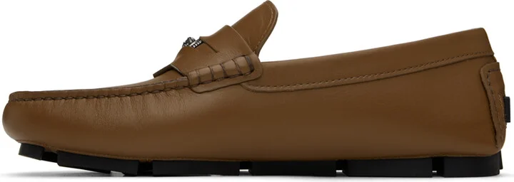 Versace Tan Medusa Biggie Driver Loafers - Image 3