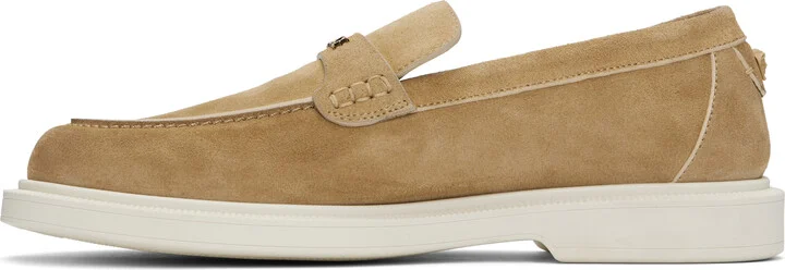 Versace Tan Suede 'Versace' Writing Injection Loafers - Image 3