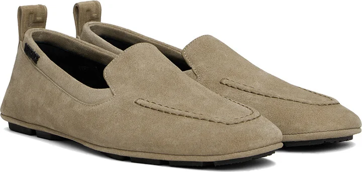 Versace Taupe Villa Suede Driver Loafers - Image 4