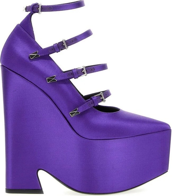 Versace Tempest Strappy Platform Pointed Toe Pumps