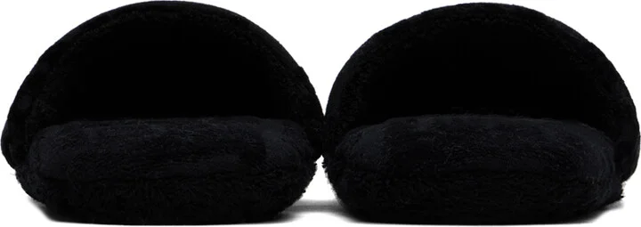 Versace Underwear Black Allover Towel Slippers - Image 2