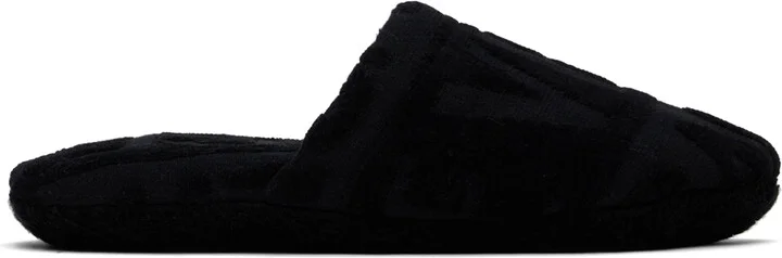 Versace Underwear Black Allover Towel Slippers
