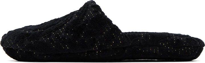 Versace Underwear Black Barocco Slippers - Image 3