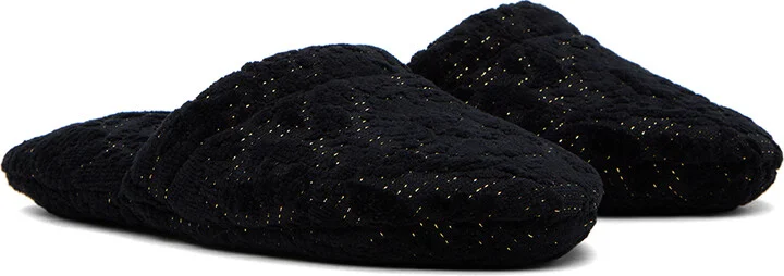 Versace Underwear Black Barocco Slippers - Image 4