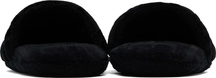 Versace Underwear Black 'Versace' Allover Towel Slippers - Image 2