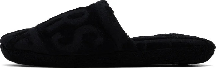 Versace Underwear Black 'Versace' Allover Towel Slippers - Image 3