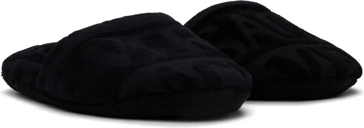 Versace Underwear Black 'Versace' Allover Towel Slippers - Image 4
