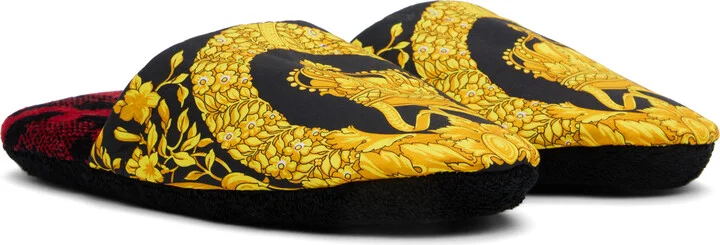 Versace Underwear Black & Yellow 'I Heart Baroque' Slippers - Image 4