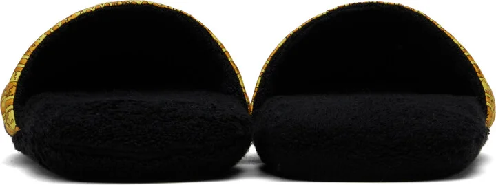 Versace Underwear Black & Yellow 'I Heart Baroque' Slippers - Image 2