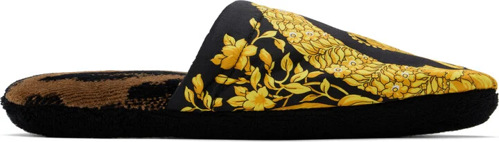 Versace Underwear Black & Yellow 'I Heart Baroque' Slippers