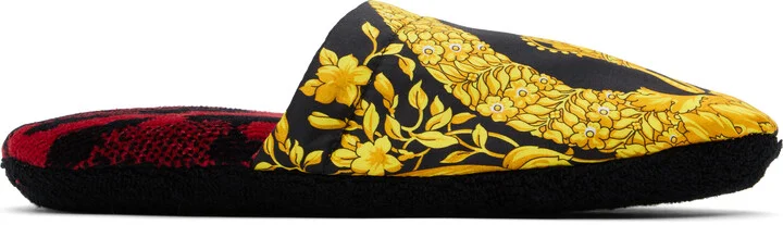 Versace Underwear Black & Yellow 'I Heart Baroque' Slippers