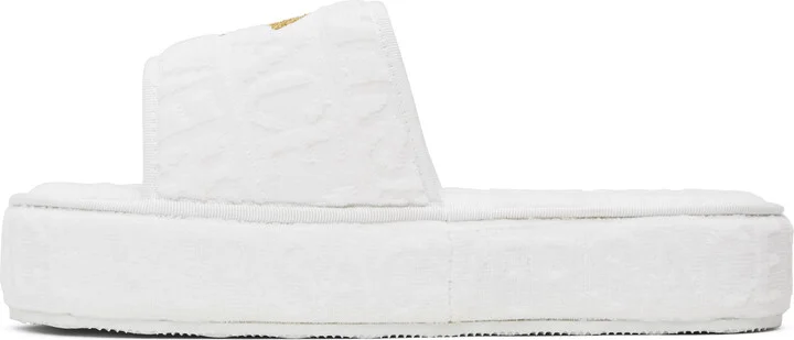 Versace Underwear White 'Versace' Allover Slippers - Image 3