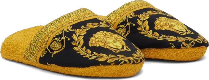 Versace Underwear Yellow & Black 'I Heart Baroque' Slippers - Image 4