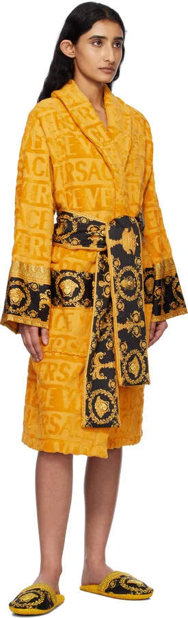 Versace Underwear Yellow & Black 'I Heart Baroque' Slippers - Image 5
