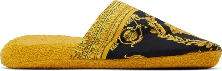 Versace Underwear Yellow & Black 'I Heart Baroque' Slippers