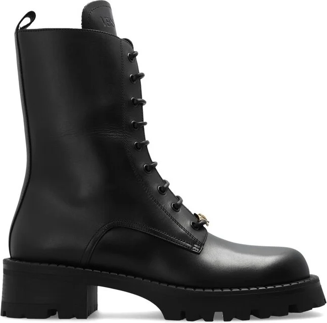 Versace Vagabond Round-Toe Lace-Up Army Boots