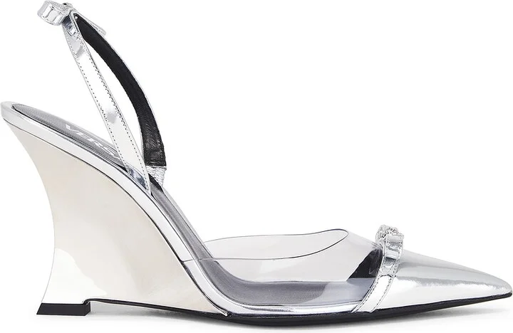 VERSACE Wedge Pump in Metallic Silver