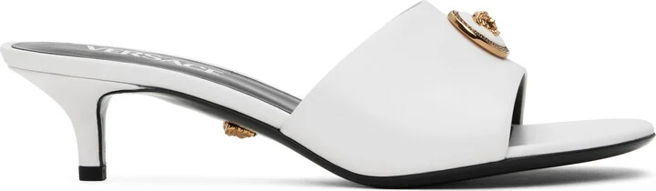 Versace White Alia 45 mm Heeled Sandals