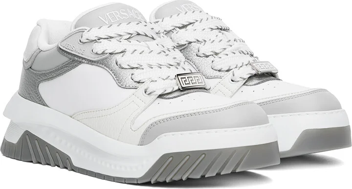Versace White & Gray Odissea Sneakers - Image 4