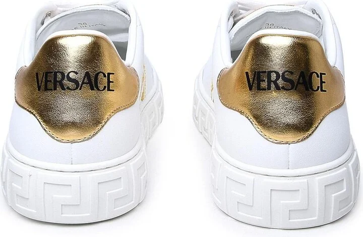 Versace White Leather Sneakers - Image 4