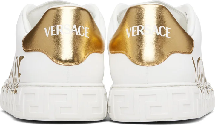 Versace White Logo Greca Sneakers - Image 2