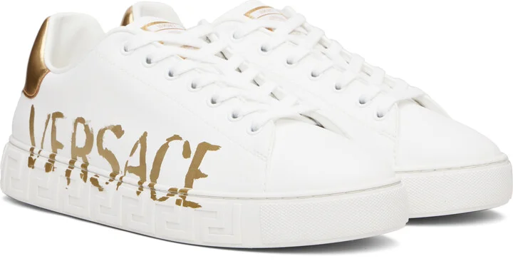 Versace White Logo Greca Sneakers - Image 4