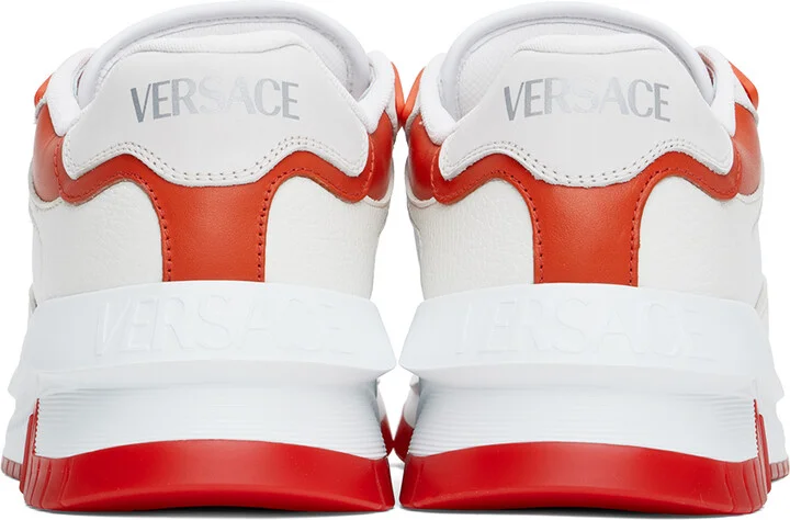 Versace White & Orange Odissea Sneakers - Image 2