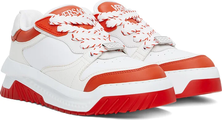 Versace White & Orange Odissea Sneakers - Image 4