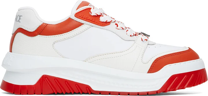 Versace White & Orange Odissea Sneakers