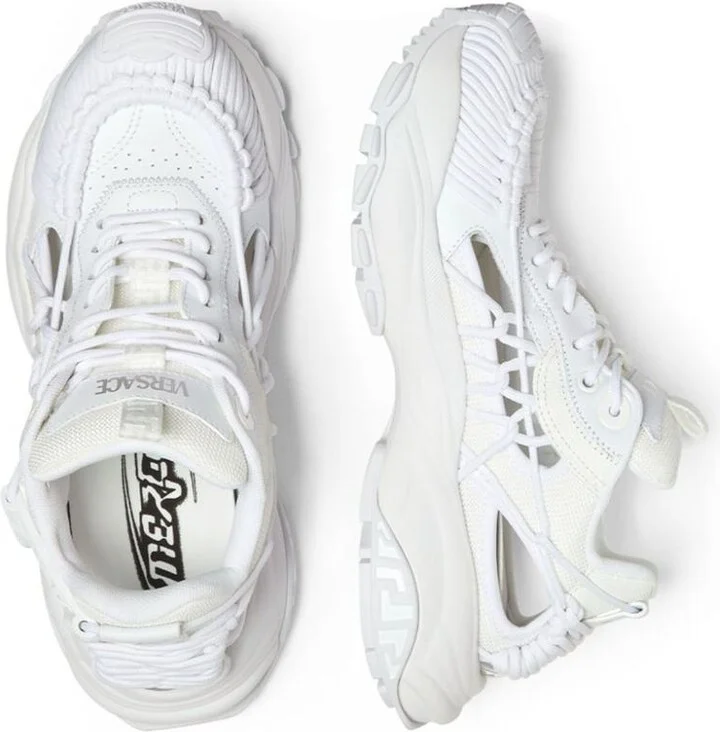 Versace White Sneakers With Panelled Design And Cut-Out - Image 2