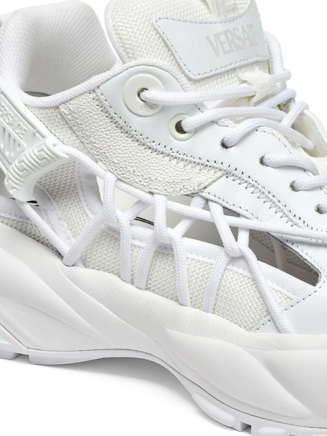 Versace White Sneakers With Panelled Design And Cut-Out - Image 3