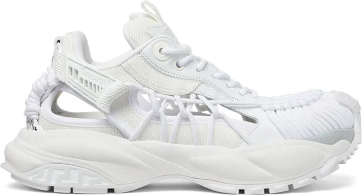 Versace White Sneakers With Panelled Design And Cut-Out