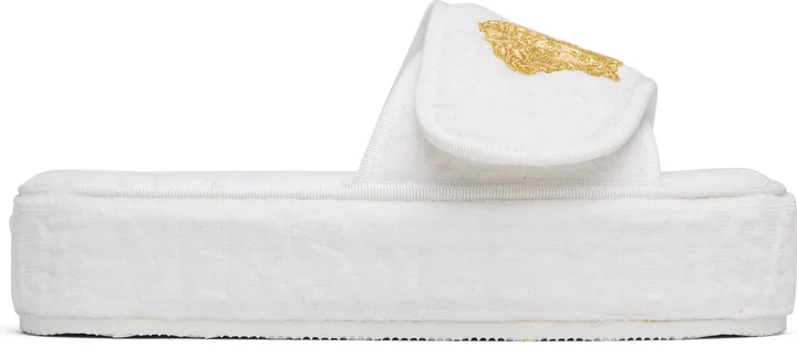 Versace White 'Versace Allover' Slippers