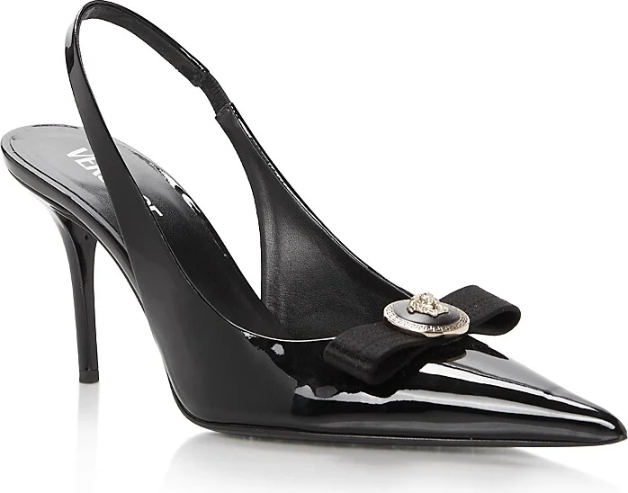 Versace Women's Gianni Ribbon 85 mm Slingback Pumps