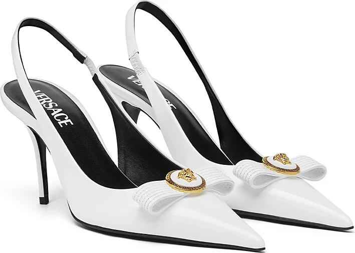 Versace Women's Gianni Ribbon 85mm Slingback Pumps