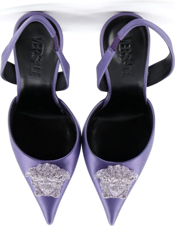VERSACE Women's La Medusa Slingback Pumps Satin with Crystals - Image 2