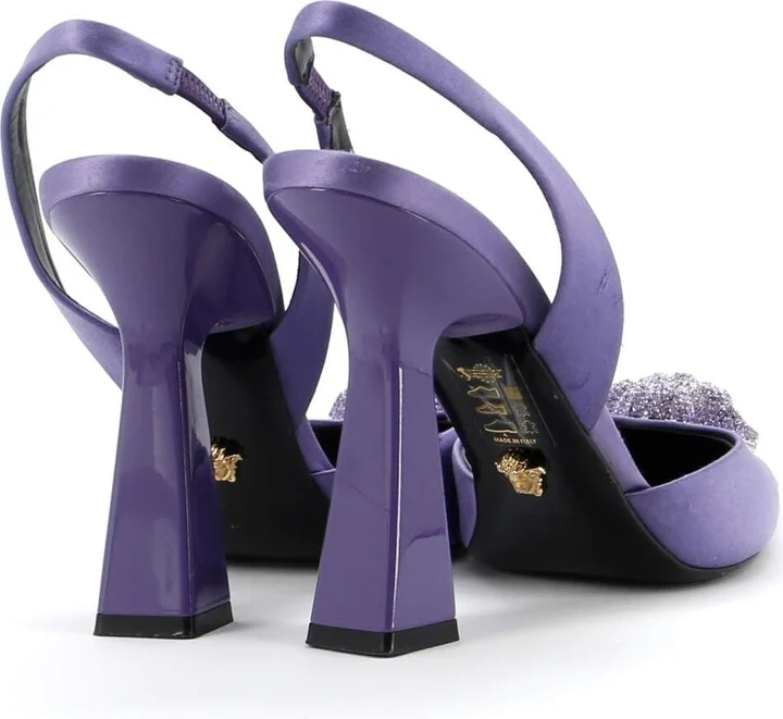 VERSACE Women's La Medusa Slingback Pumps Satin with Crystals - Image 3