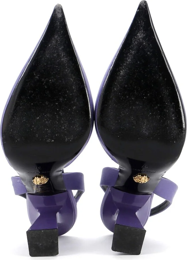 VERSACE Women's La Medusa Slingback Pumps Satin with Crystals - Image 4