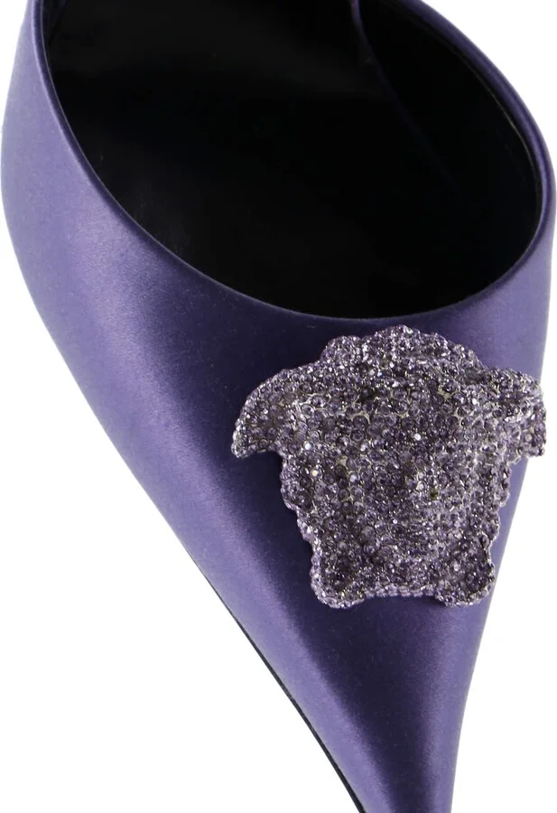 VERSACE Women's La Medusa Slingback Pumps Satin with Crystals - Image 5
