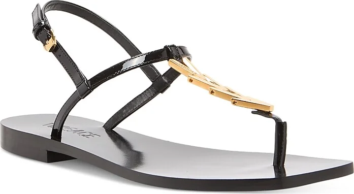 Versace Women's Leather T Strap Sandals