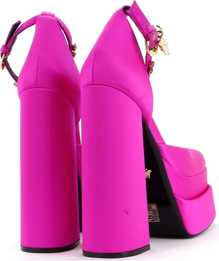 VERSACE Women's Medusa Aevitas Platform Pumps Leather with Crystals - Image 3