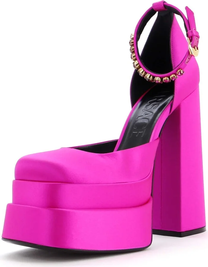 VERSACE Women's Medusa Aevitas Platform Pumps Leather with Crystals