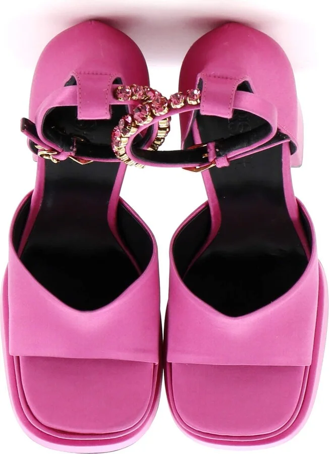 VERSACE Women's Medusa Aevitas Platform Sandals Satin with Crystals - Image 2