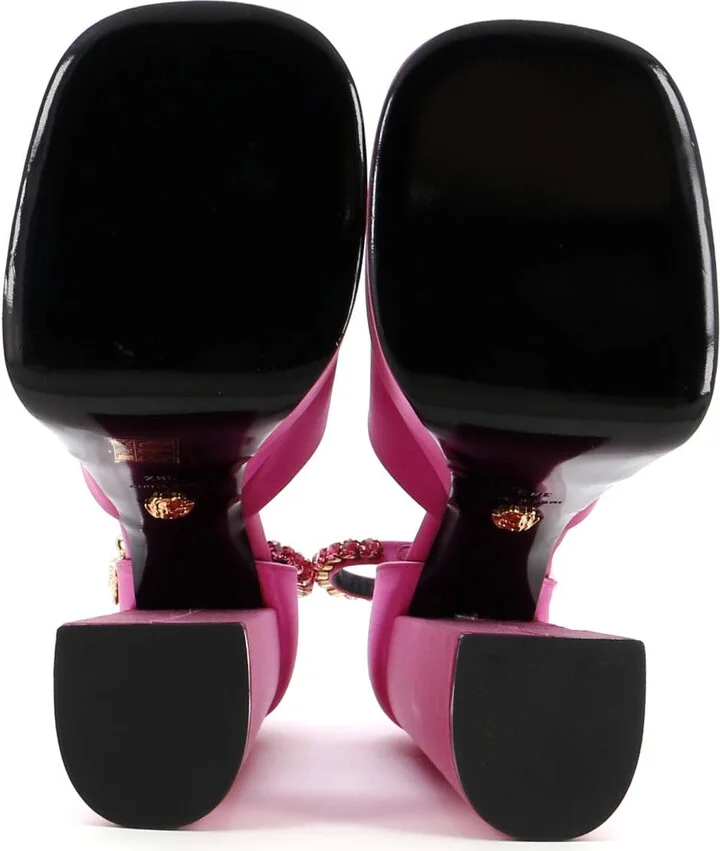 VERSACE Women's Medusa Aevitas Platform Sandals Satin with Crystals - Image 4