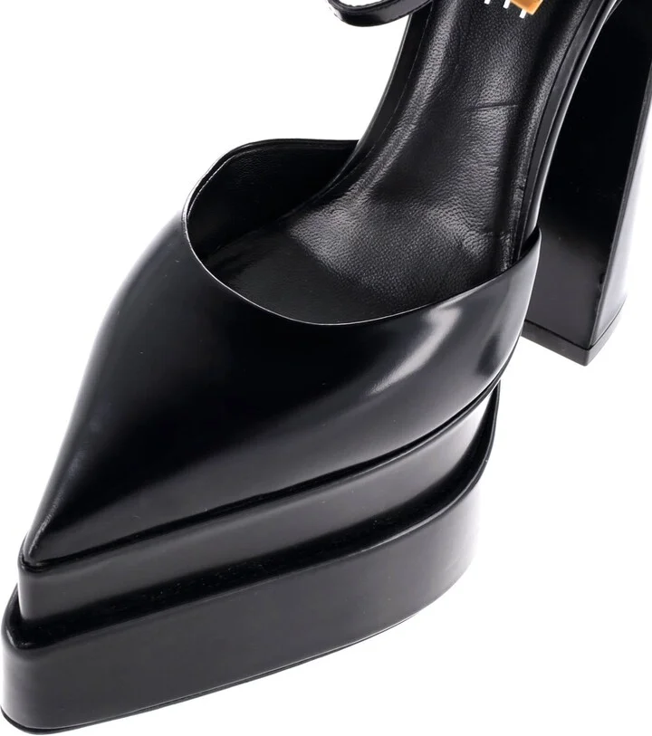 VERSACE Women's Medusa Aevitas Pointed Platform Pumps Leather - Image 5
