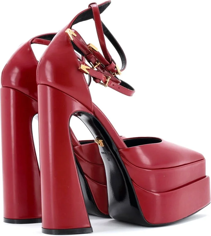 VERSACE Women's Medusa Aevitas Pointed Platform Pumps Leather - Image 3